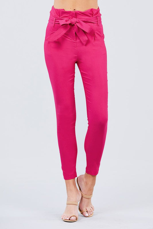 High Waisted Belted Pegged Stretch Pant - Absolute Fashion 2020