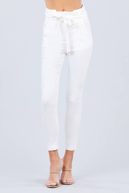 High Waisted Belted Pegged Stretch Pant - Absolute Fashion 2020