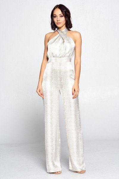 Wrap Front Halter Top Jumpsuit - Absolute Fashion 2020
