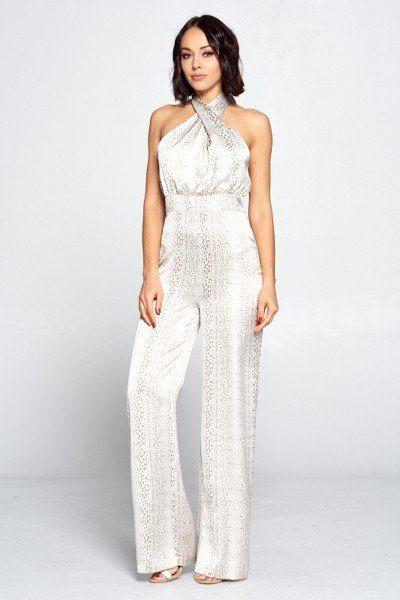 Wrap Front Halter Top Jumpsuit - Absolute Fashion 2020