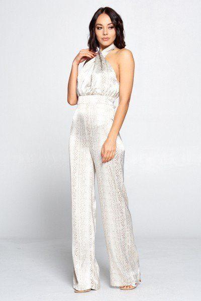 Wrap Front Halter Top Jumpsuit - Absolute Fashion 2020