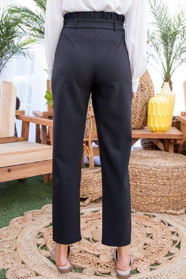 Ruffle High Waist Belt Side Pocket Front Zipper Solid Pants - Absolute Fashion 2020
