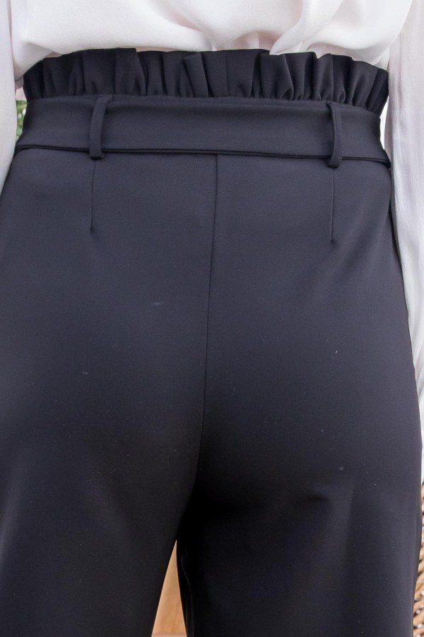 Ruffle High Waist Belt Side Pocket Front Zipper Solid Pants - Absolute Fashion 2020
