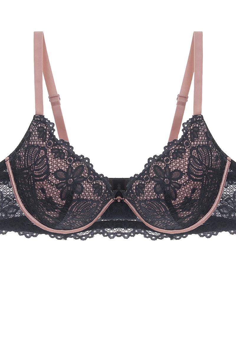 Two Tone Floral Lace Push Up Bra - Absolute Fashion 2020