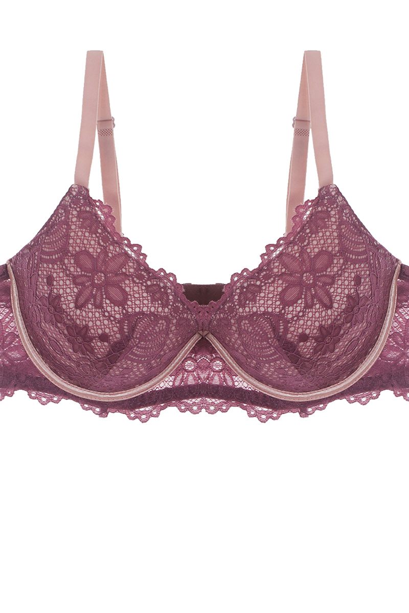 Two Tone Floral Lace Push Up Bra - Absolute Fashion 2020