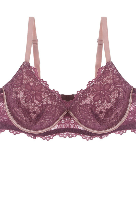 Two Tone Floral Lace Push Up Bra - Absolute Fashion 2020