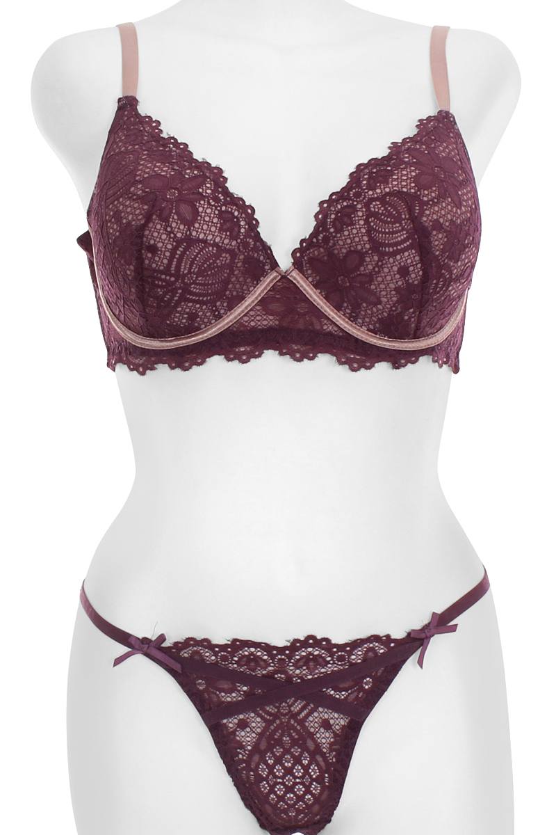 Two Tone Floral Lace Push Up Bra - Absolute Fashion 2020
