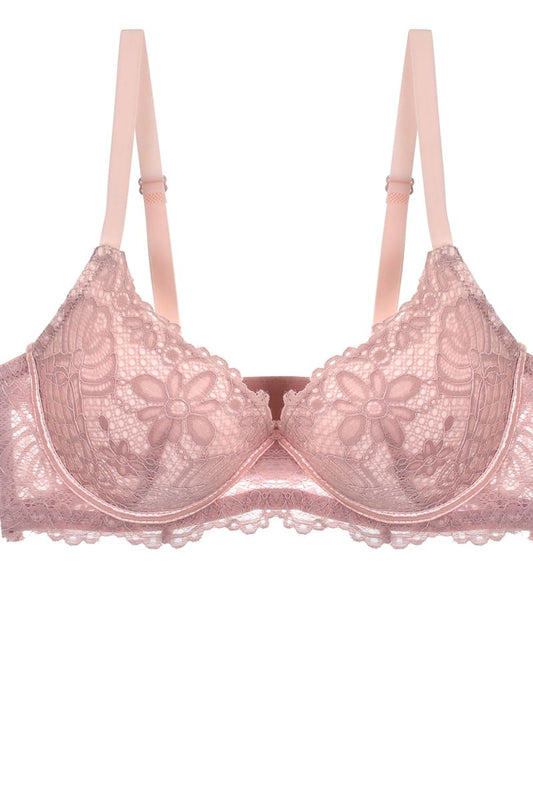 Two Tone Floral Lace Push Up Bra - Absolute Fashion 2020