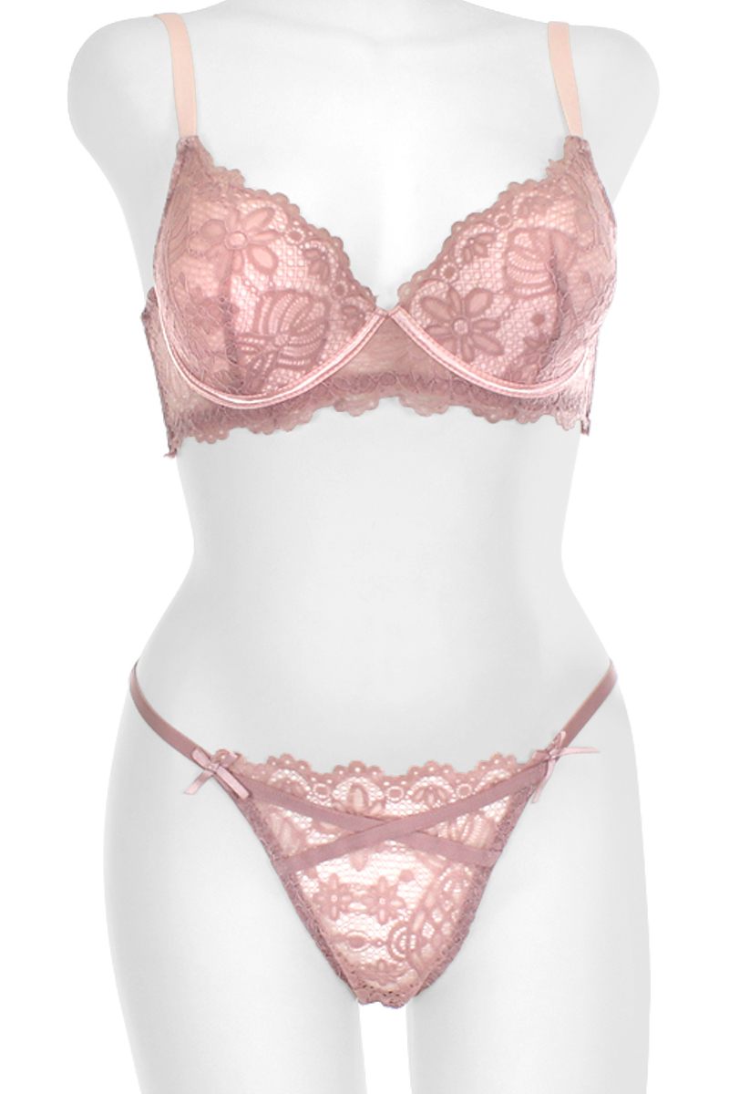 Two Tone Floral Lace Push Up Bra - Absolute Fashion 2020