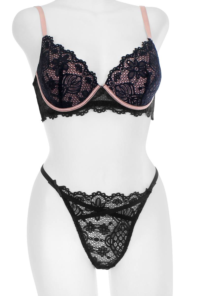 Two Tone Floral Lace Push Up Bra - Absolute Fashion 2020