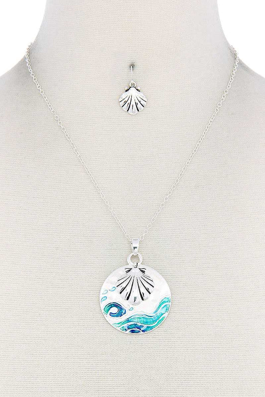 Seashell Round Metal Pendant Necklace - Absolute Fashion 2020