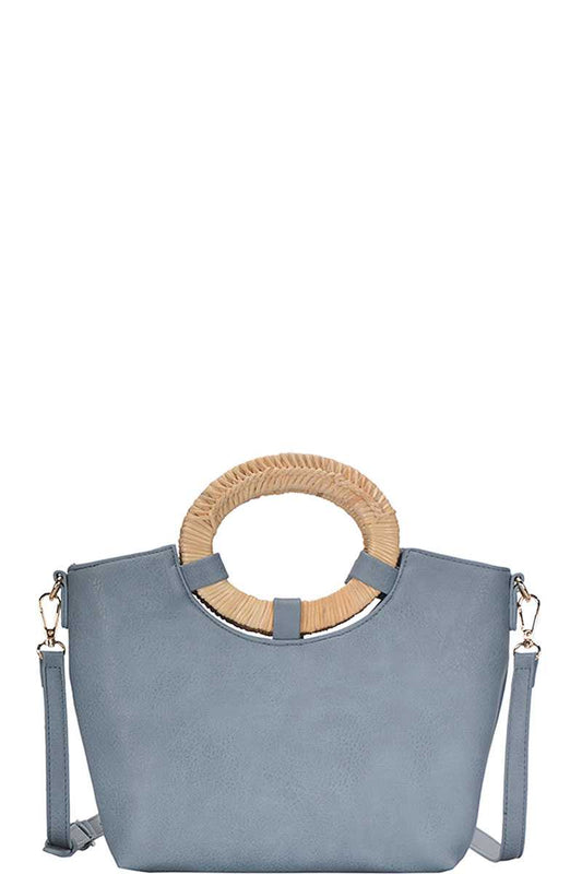 Chic Fashion Natural Woven Handle Satchel With Long Strap - Absolute Fashion 2020