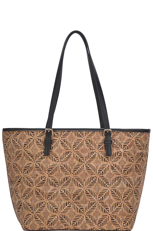 Chic Trendy Cork Textured Fashion Pattern Shopper Bag - Absolute Fashion 2020