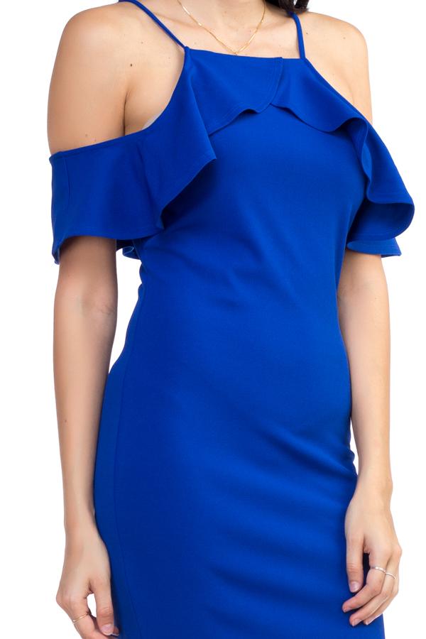 Ruffle Open Shoulder Halter Dress - Absolute Fashion 2020