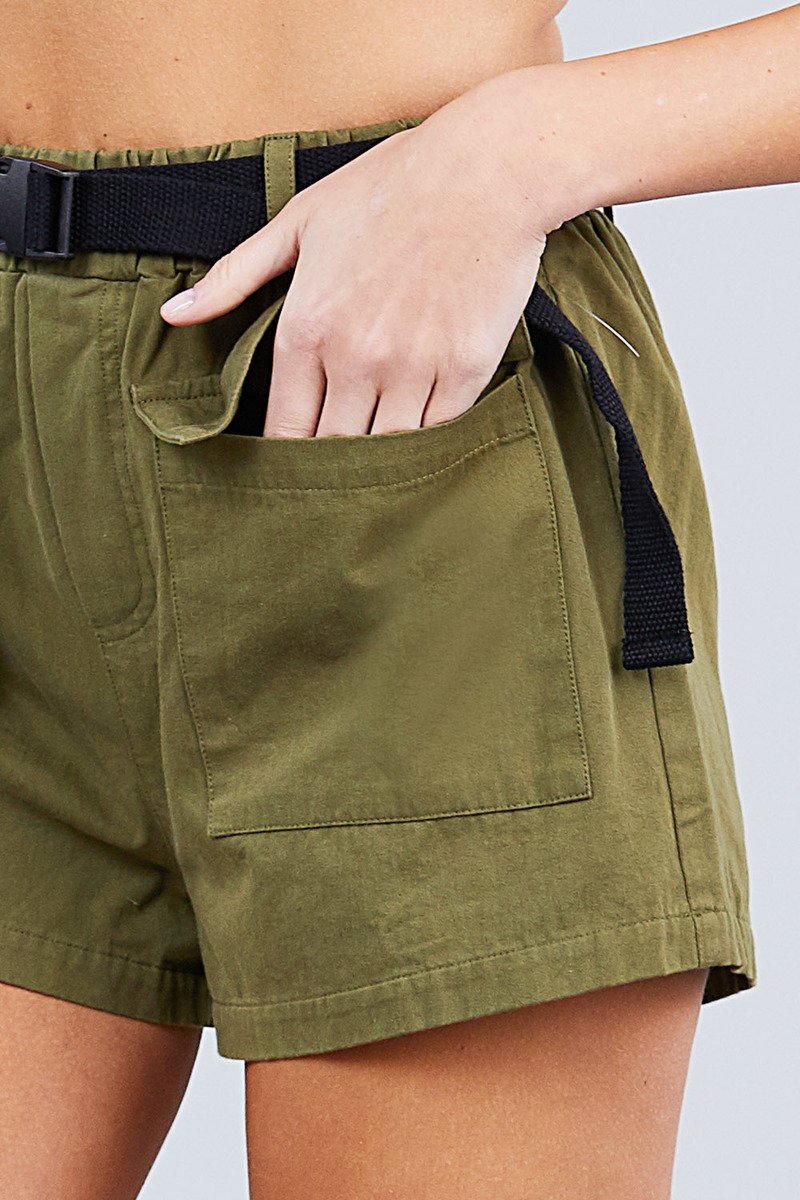 Twill Belted Side Pocket Cargo Cotton Short Pants - Absolute Fashion 2020