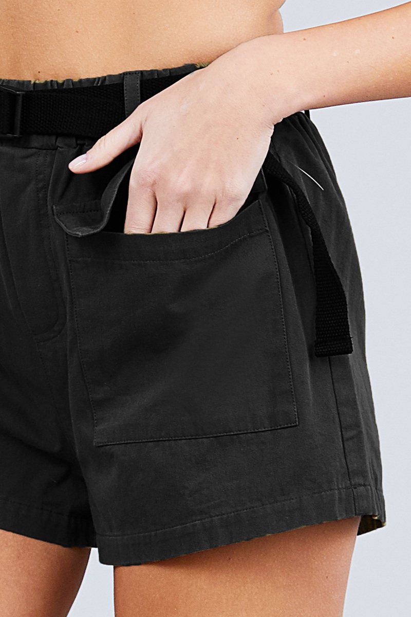 Twill Belted Side Pocket Cargo Cotton Short Pants - Absolute Fashion 2020