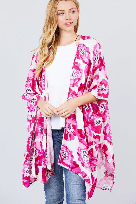 Slide Slit Print Kimono Cardigan - Absolute Fashion 2020