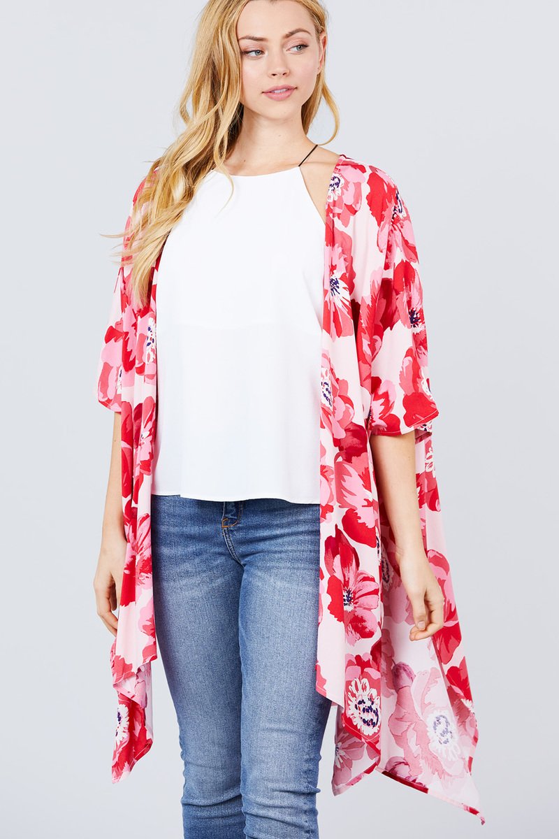 Slide Slit Print Kimono Cardigan - Absolute Fashion 2020