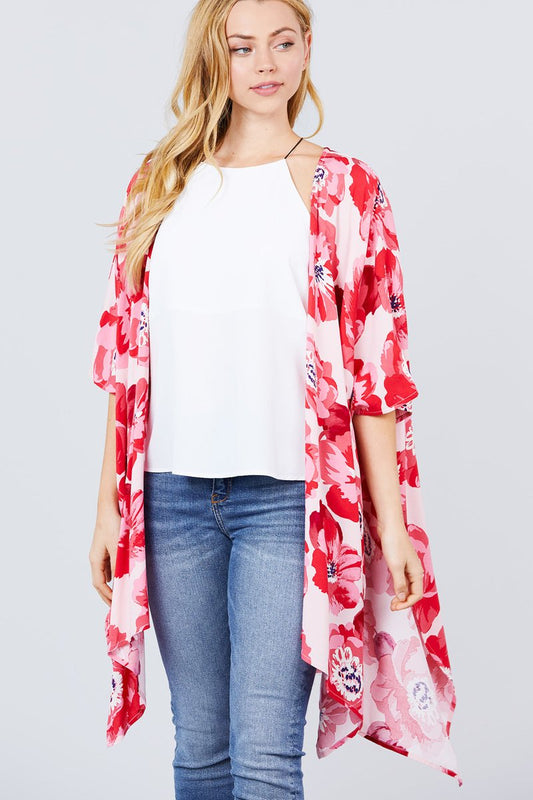 Slide Slit Print Kimono Cardigan - Absolute Fashion 2020