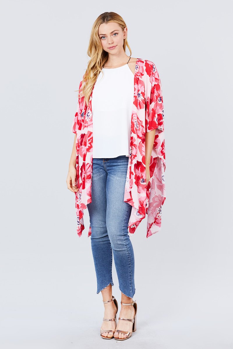 Slide Slit Print Kimono Cardigan - Absolute Fashion 2020