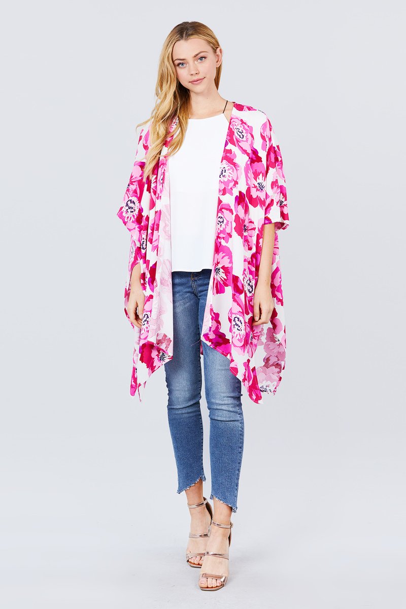 Slide Slit Print Kimono Cardigan - Absolute Fashion 2020