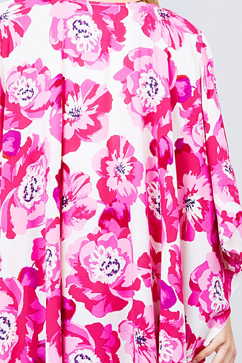 Slide Slit Print Kimono Cardigan - Absolute Fashion 2020
