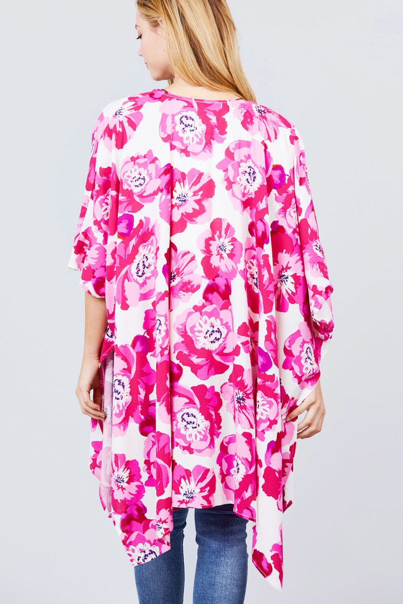 Slide Slit Print Kimono Cardigan - Absolute Fashion 2020