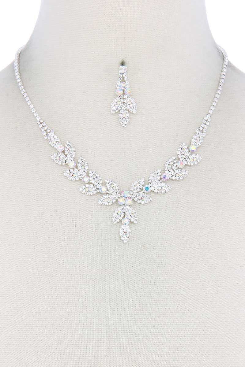 Leaf Shape Rhinestone Necklace - Absolute Fashion 2020