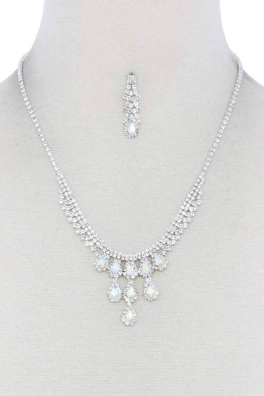 Rhinestone Teardrop Shape Necklace - Absolute Fashion 2020
