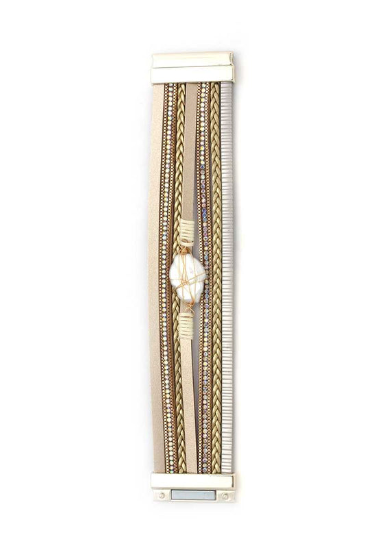 Faux Stone Wired Wrapped Magnetic Bracelet - Absolute Fashion 2020