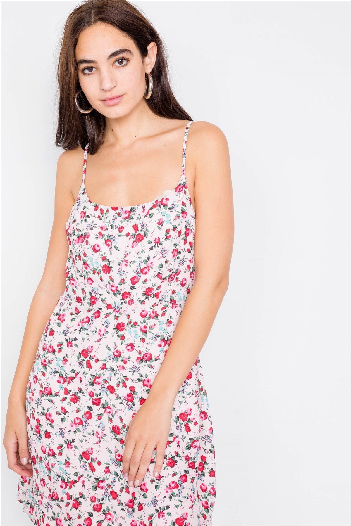 Blush Magenta Sky Blue Boho Floral Vintage Fit & Flare Neck Mini Dress - Absolute Fashion 2020