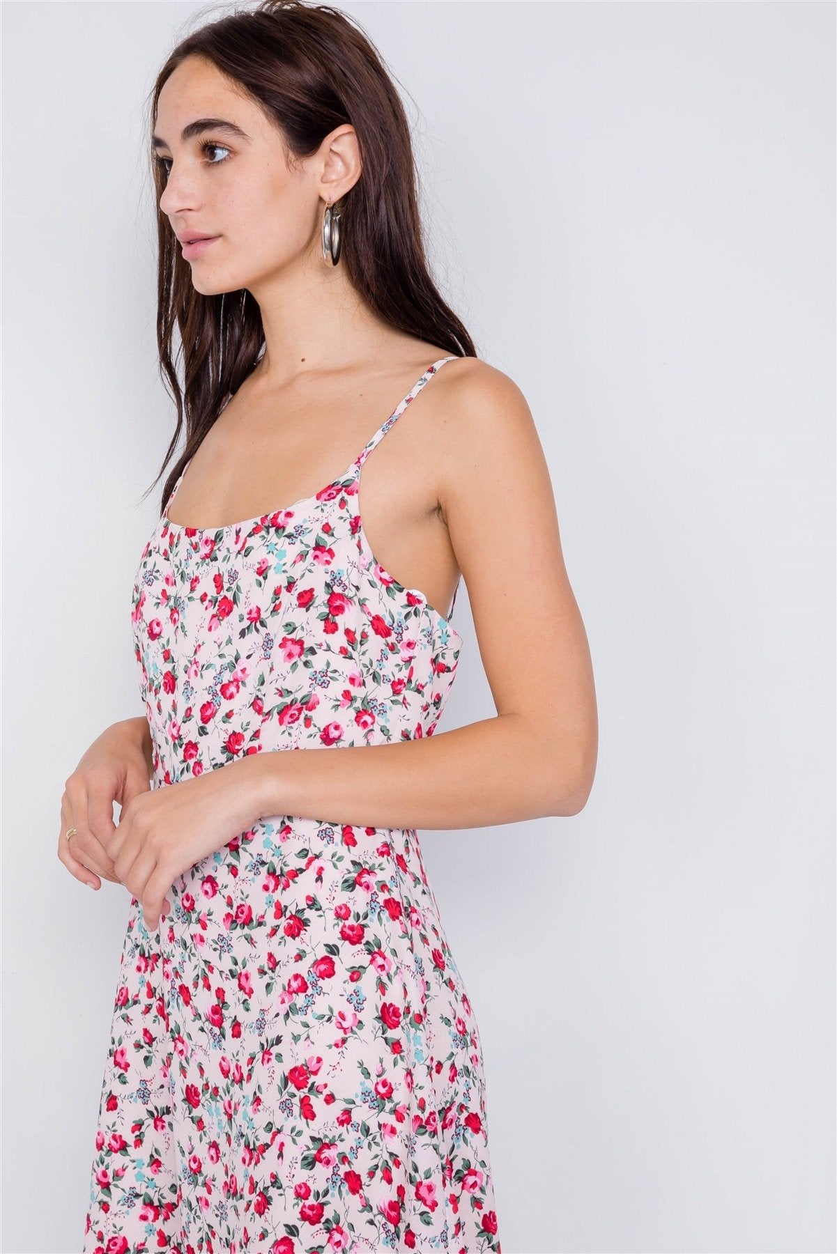 Blush Magenta Sky Blue Boho Floral Vintage Fit & Flare Neck Mini Dress - Absolute Fashion 2020