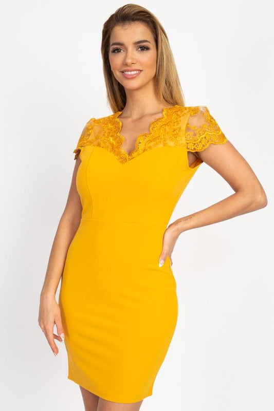 Back Cutout Floral Lace Mini Dress - Absolute Fashion 2020