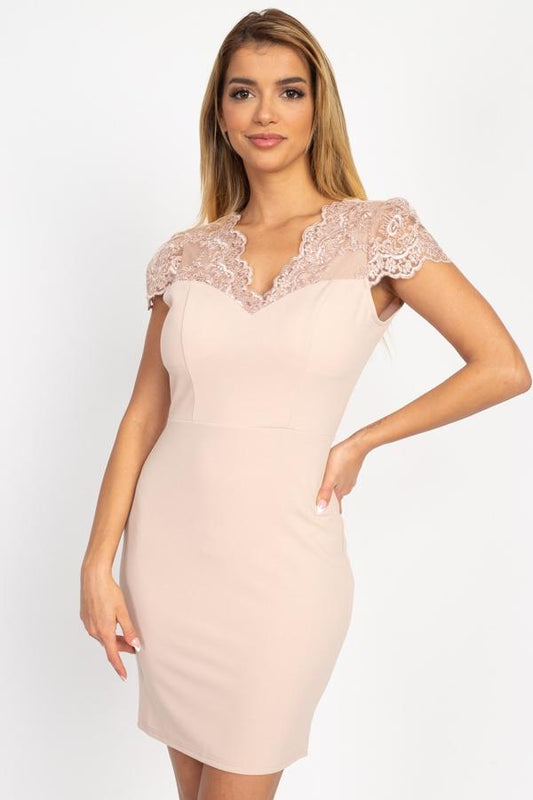 Back Cutout Floral Lace Mini Dress - Absolute Fashion 2020