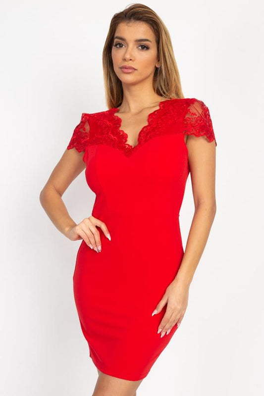 Back Cutout Floral Lace Mini Dress - Absolute Fashion 2020