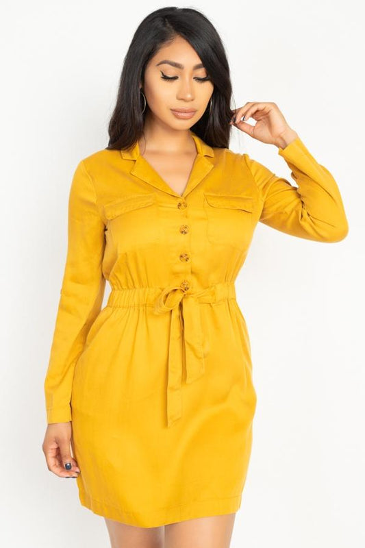 Rtn Bttn Belted Shirts Dress - Absolute Fashion 2020