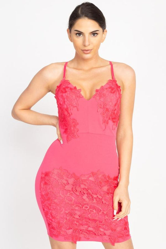 Floral Lace Embroidered Mini Dress - Absolute Fashion 2020