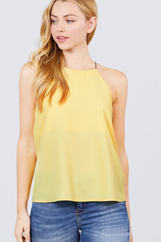 Elastic String Halter Neck Woven Top - Absolute Fashion 2020
