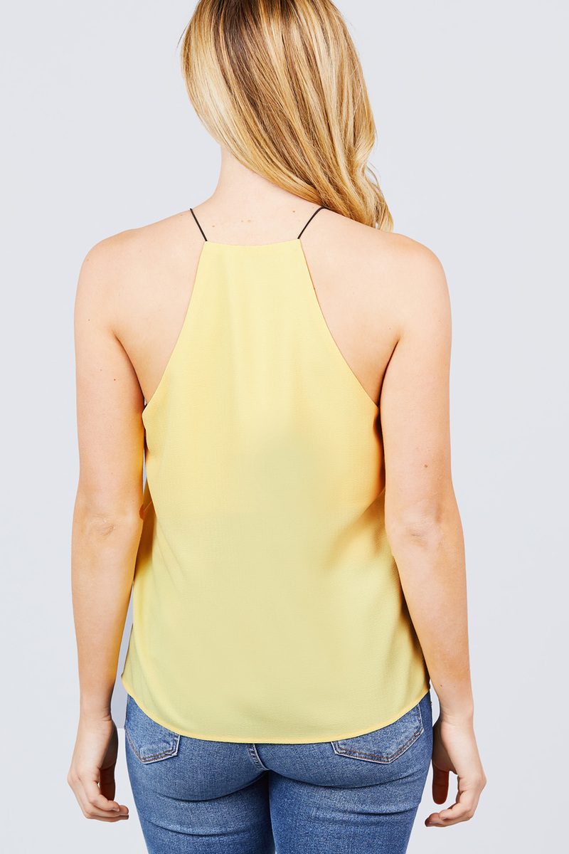 Elastic String Halter Neck Woven Top - Absolute Fashion 2020