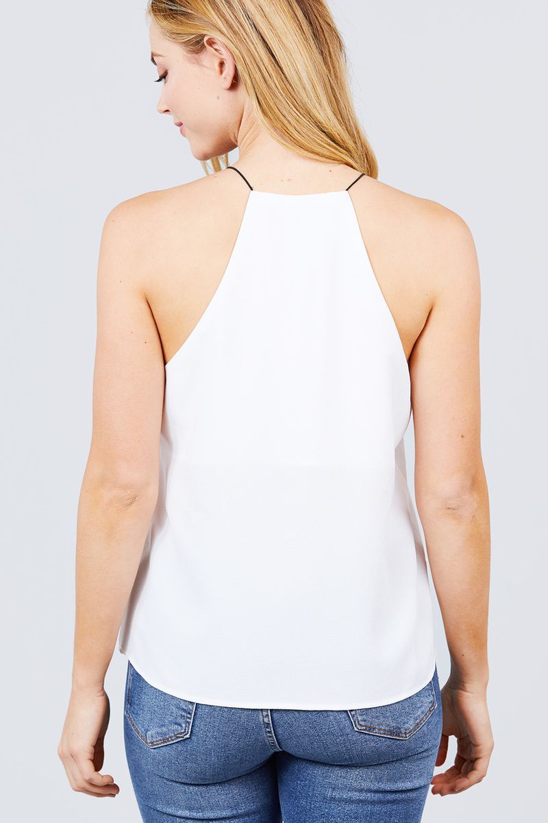 Elastic String Halter Neck Woven Top - Absolute Fashion 2020