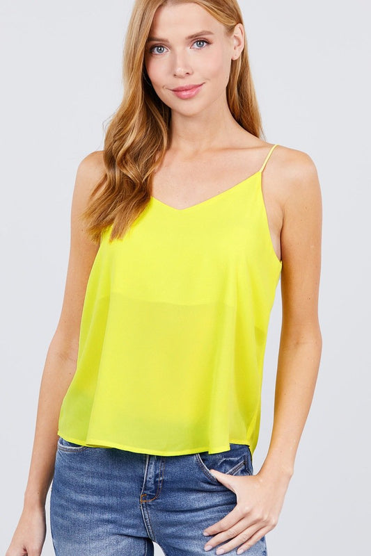 Double V-neck Cami Woven Top - Absolute Fashion 2020