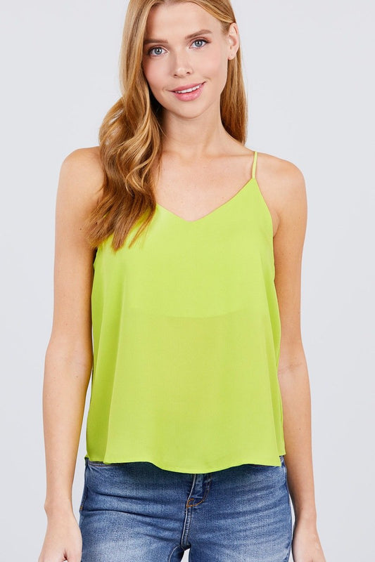Double V-neck Cami Woven Top - Absolute Fashion 2020