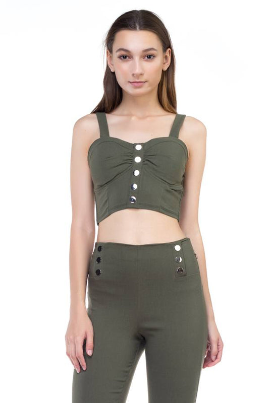 Sweetheart Button Down Crop Top - Absolute Fashion 2020