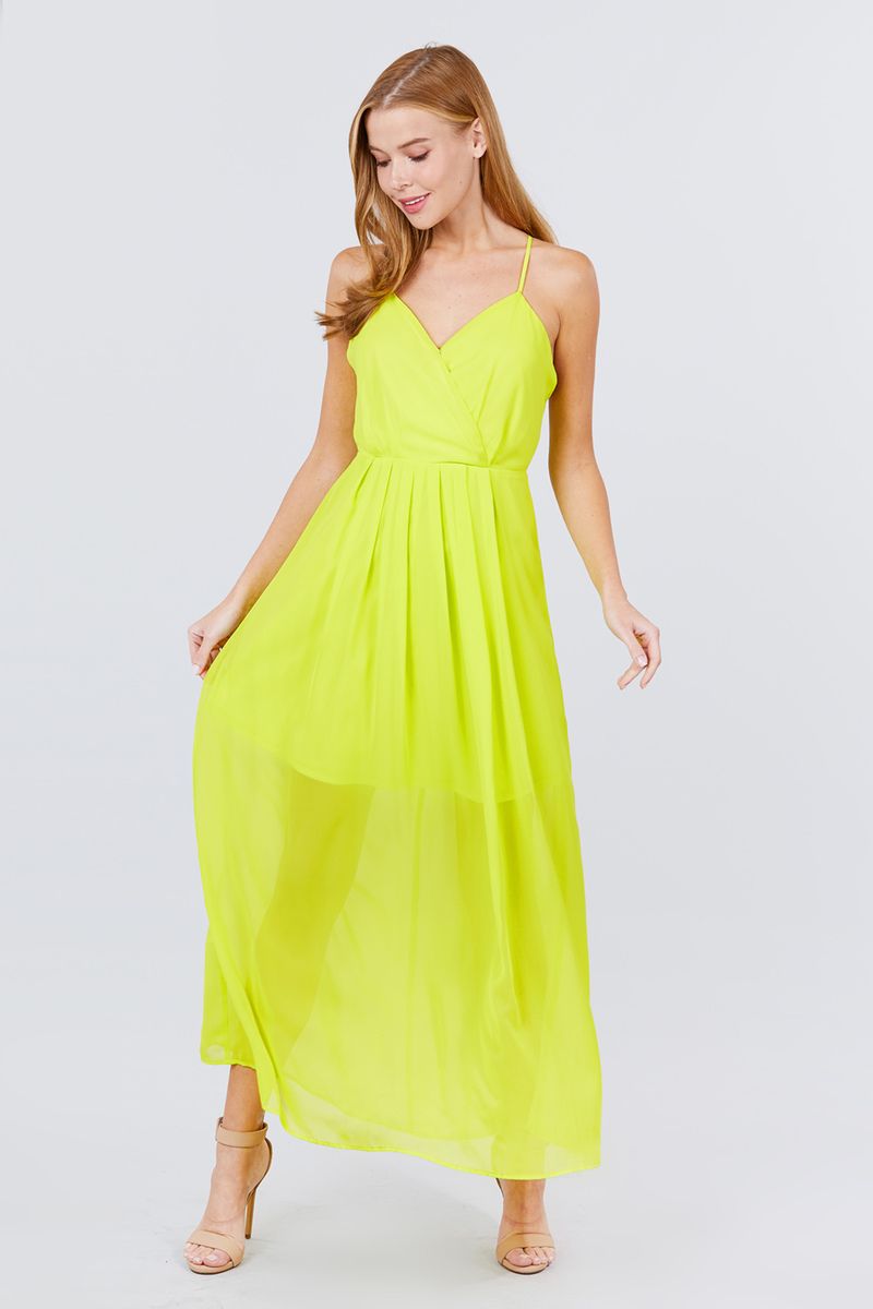V-neck Cross Back Strap Detail Maxi Cami Dress - Absolute Fashion 2020