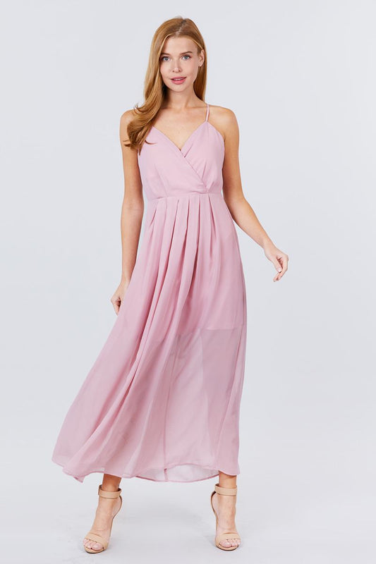V-neck Cross Back Strap Detail Maxi Cami Dress - Absolute Fashion 2020