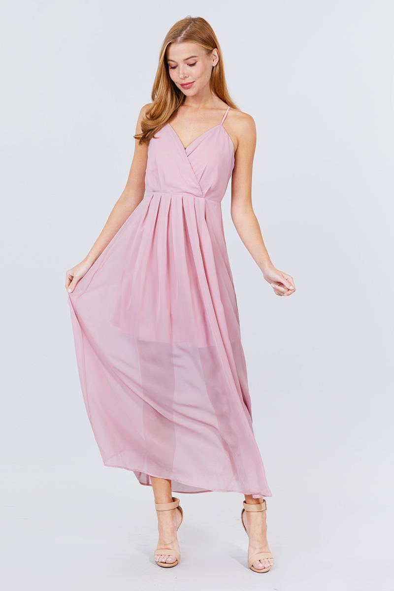 V-neck Cross Back Strap Detail Maxi Cami Dress - Absolute Fashion 2020