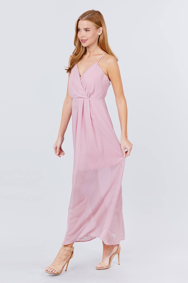 V-neck Cross Back Strap Detail Maxi Cami Dress - Absolute Fashion 2020