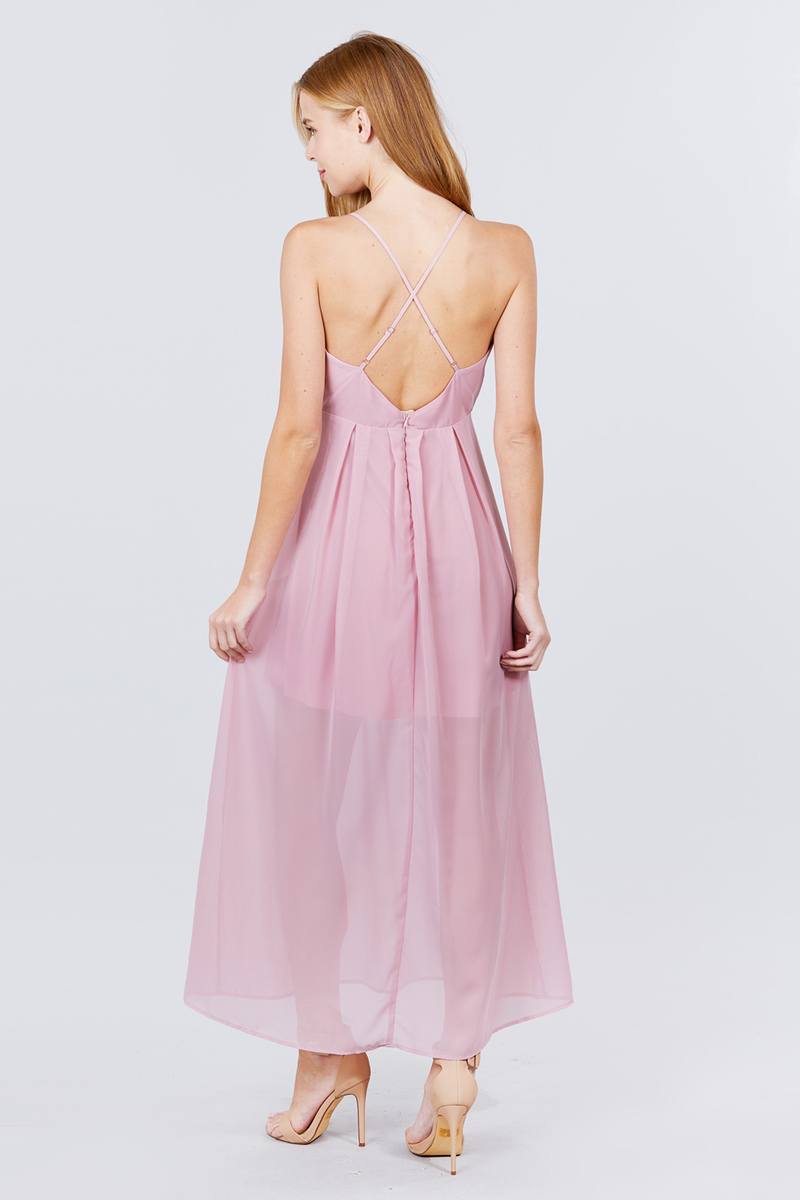 V-neck Cross Back Strap Detail Maxi Cami Dress - Absolute Fashion 2020