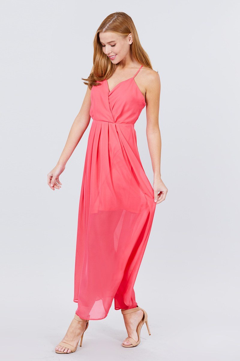 V-neck Cross Back Strap Detail Maxi Cami Dress - Absolute Fashion 2020