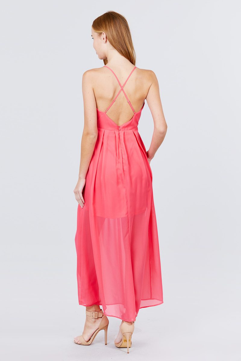 V-neck Cross Back Strap Detail Maxi Cami Dress - Absolute Fashion 2020